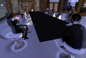 Keithmoon Drumbeat leads a UBC creative writing workshop on Second Life