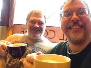 Brad and Me at the Seattle Coffee Works.  
