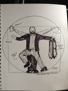 Greyhound Bus Driver as Vitruvian Man